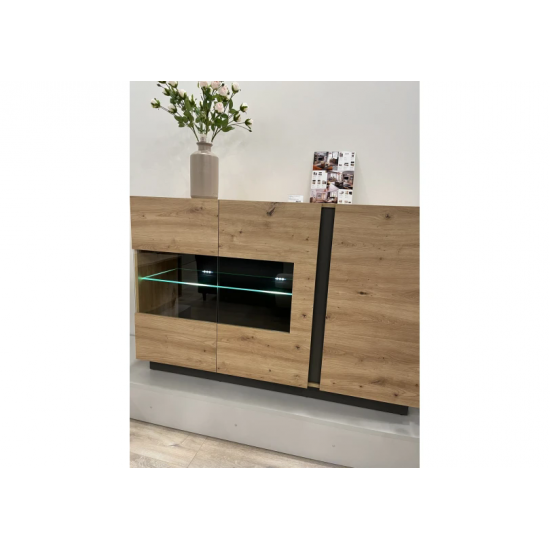 Комод с витриной Арко/Arco 3-дверный 3D2W/138 Дуб артизан/графит Ш138xВ91 см. 6