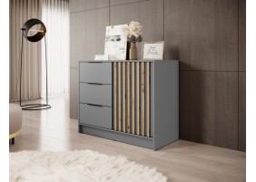 Комод Неллі / Nelly 2D 1-дверний з 3 шухлядами Сірий/дуб артизан 105х45х86 см.