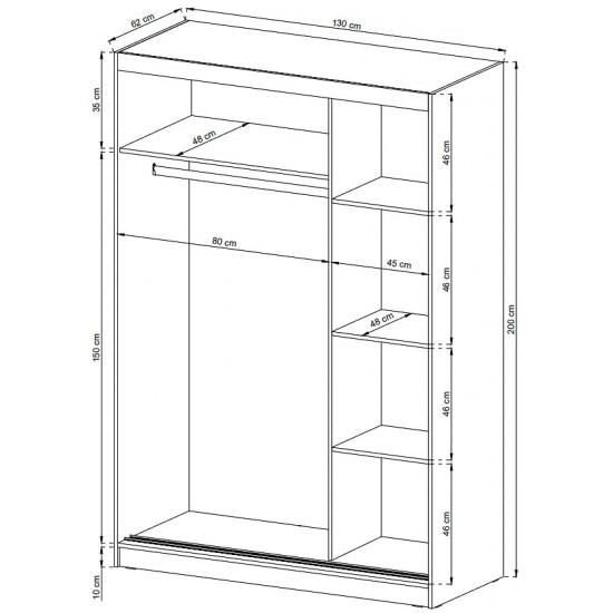 Шафа-купе Мая / Maja 130 2-дверна з подвійним дзеркалом Дуб сонома 130х62х200 см. 3