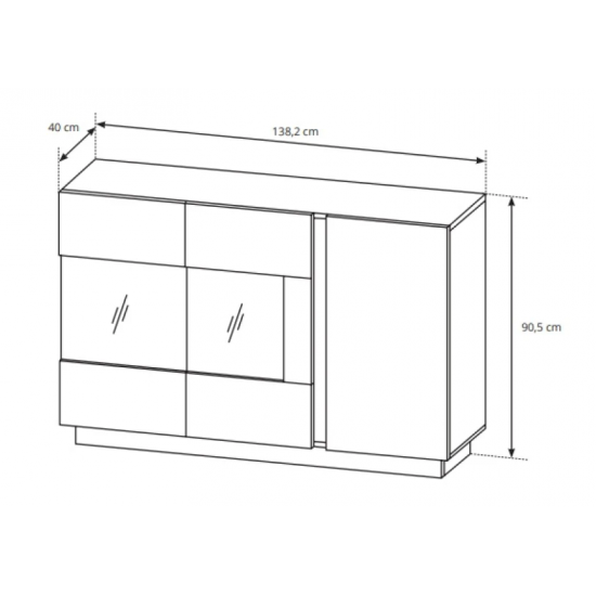 Комод с витриной Арко/Arco 3-дверный 3D2W/138 Дуб артизан/графит Ш138xВ91 см. 5