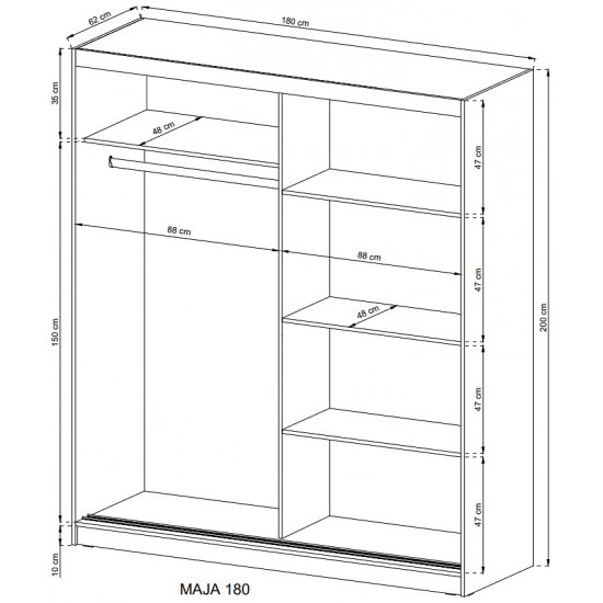 Шафа-купе Мая Алю / Maja Alu 180 2-дверна Дуб сонома 180х62х200 см. 3