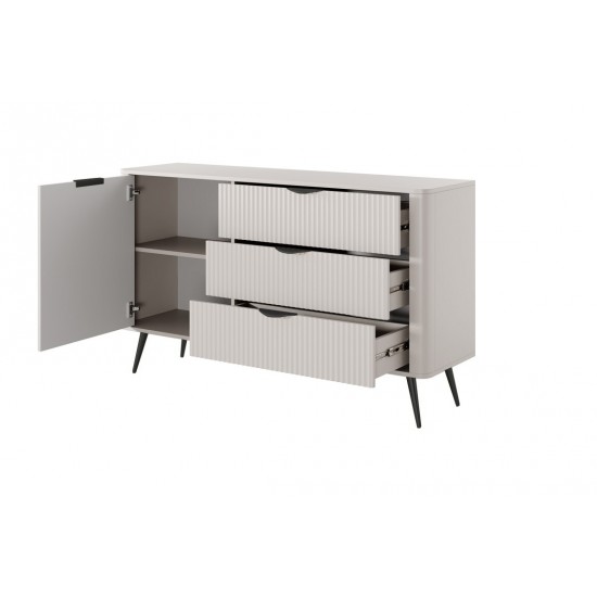 Комод Ланте/Lante 1-дверный с 3 ящиками и черными ножками 1D3S/138 Беж 138х38х81 см. 2
