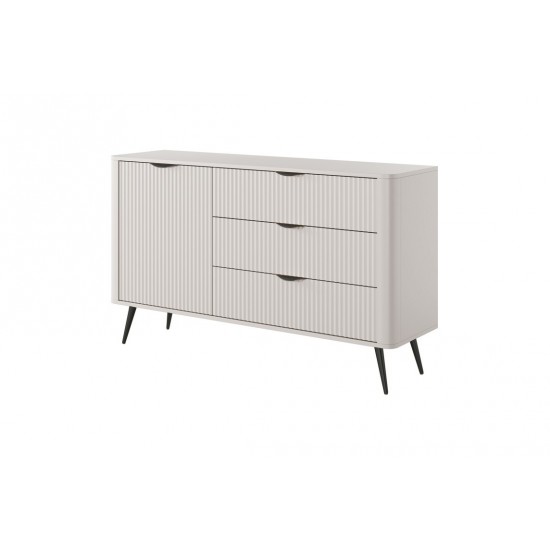 Комод Ланте/Lante 1-дверный с 3 ящиками и черными ножками 1D3S/138 Беж 138х38х81 см. 7