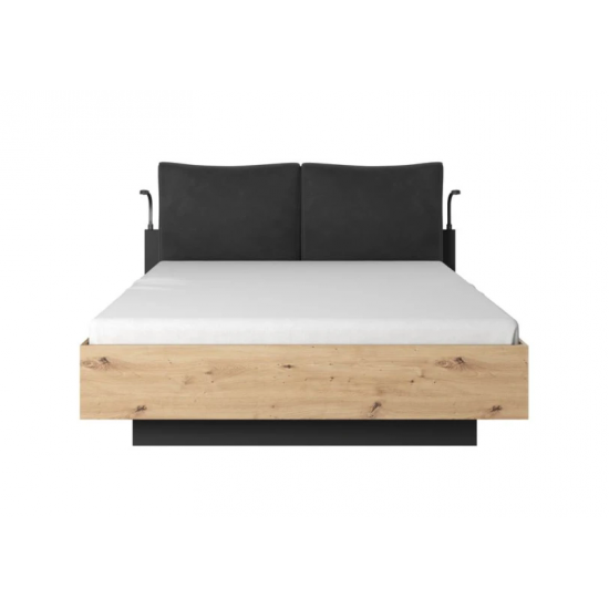 Кровать двуспальная (каркас) Нест/Nest 160 с мягким изголовьем Дуб артизан/антрацит 160x200 см. 3