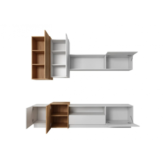 Стенка 3Д/3D C Белый/дуб крафт золотой Ш330xВ227 см. 2