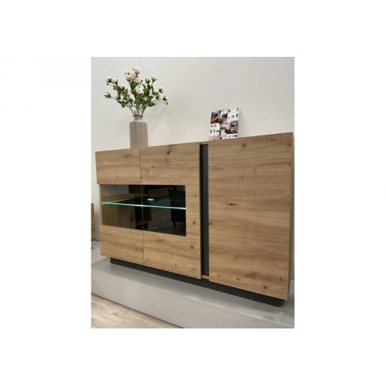 Комод с витриной Арко/Arco 3-дверный 3D2W/138 Дуб артизан/графит Ш138xВ91 см. 8