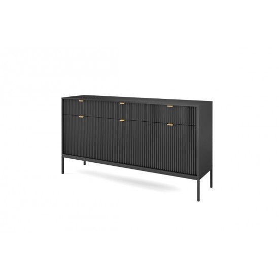 Комод Нова/Nova 3-дверный с 3 ящиками и черными ножками KSZ154 Черный 154х39х83 см. 4