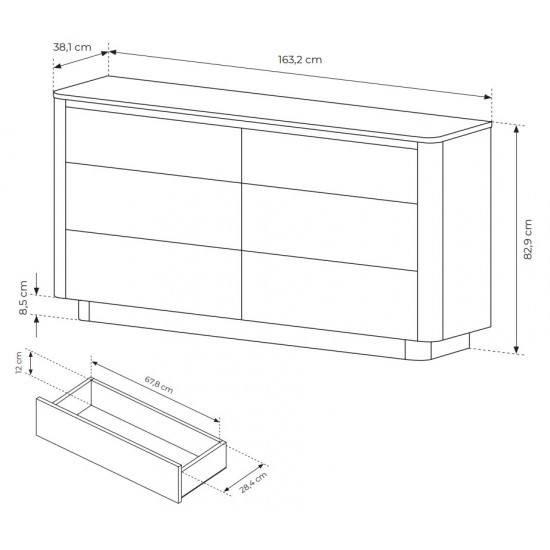 Комод Торро / Torro 6S/163 з 6 шухядами Дуб кремона/чорний 3