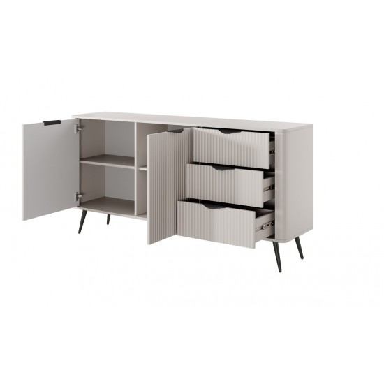 Комод Ланте/Lante 2-дверный с 3 ящиками и черными ножками 2D3S/163 Беж 163х38х81 см. 2