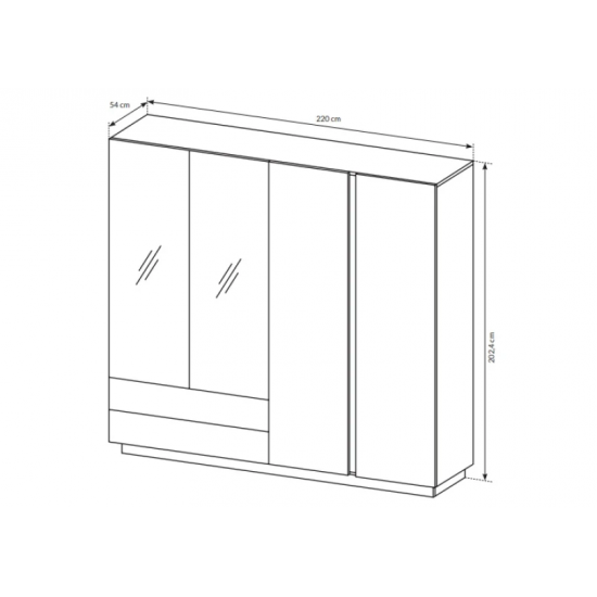 Шафа для одягу Арко / Arco 4-дверна з дзеркалом 4D2S/220 Дуб артизан/графіт Ш220xВ202 см. 5