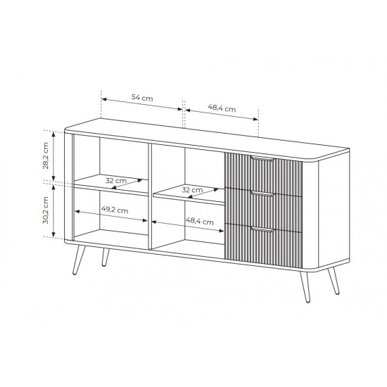 Комод Ланте/Lante 2-дверный с 3 ящиками и черными ножками 2D3S/163 Беж 163х38х81 см. 4