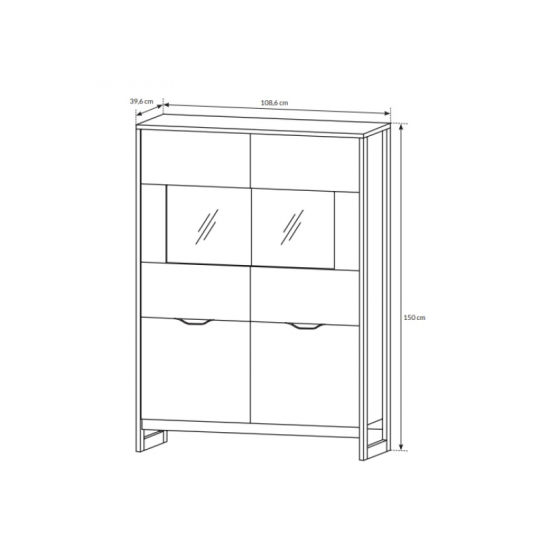 Витрина низкая Арден/Arden 4-дверная 4D2W/109 Дуб санд гранж/матера Ш109xВ150 см. 7