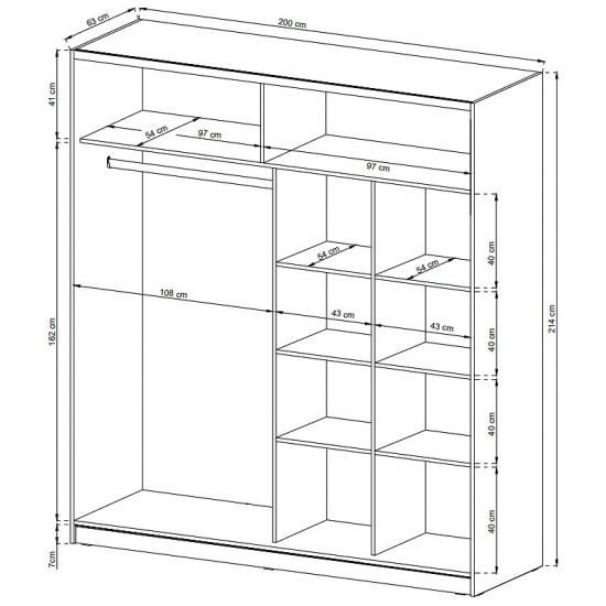 Шафа-купе Міка I / Mika I 200 2-дверна з дзеркалом Дуб сонома 200х63х214 см. 3