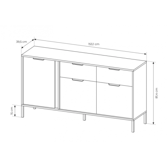 Комод Ларс / Lars 3-дверний з 2 шухлядами 3D2S/153 Антрацит Ш153xВ82 см. 5