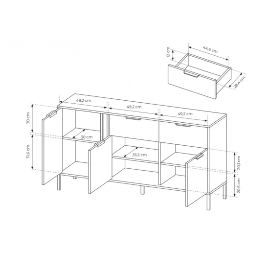 Комод Ларс / Lars 3-дверний з 2 шухлядами 3D2S/153 Антрацит Ш153xВ82 см. 4