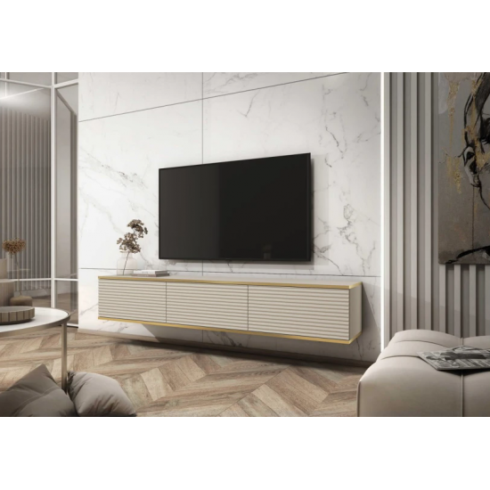 Тумба під телевізор навісна Оро / Oro 3-дверна RTV175 MDF Бежевий Ш175xВ30 см. 1