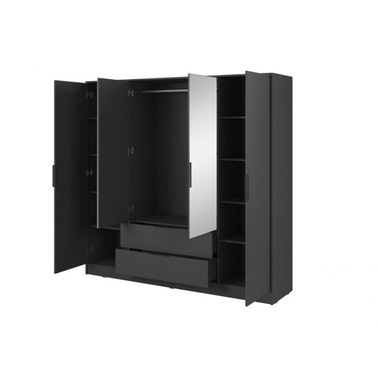 Шкаф для одежды Келли / Kelly 4DL 4-дверный с зеркалом Графит 206х51х200 см. 2