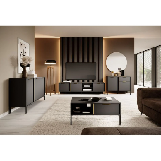 Тумба під телевізор Ларс / Lars 3-дверна 3D/203 Антрацит Ш203xВ54 см. 8