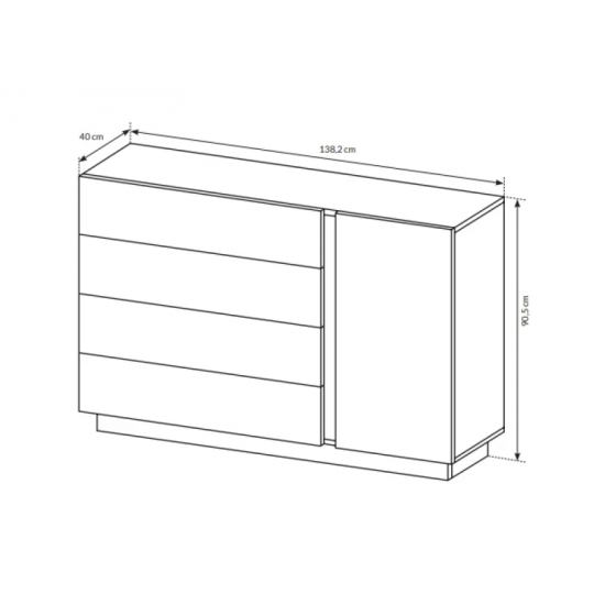 Комод Арко / Arco 1-дверный с 4 ящиками 1D4S/138 Дуб артизан/графит Ш138xВ91 см. 6