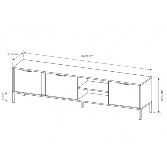 Тумба під телевізор Ларс / Lars 3-дверна 3D/203 Антрацит Ш203xВ54 см. 5
