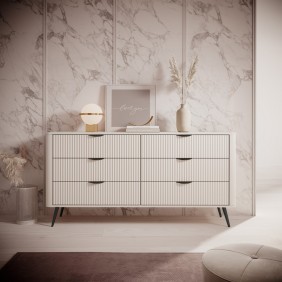 Комод Ланте/Lante с 6 ящиками и черными ножками 6S/163 Беж 163х38х81 см.