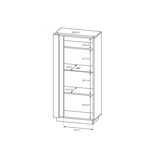 Витрина низкая Арко / Arco 1-дверная 1D1W/72 Дуб артизан/графит Ш72xВ154 см. 5