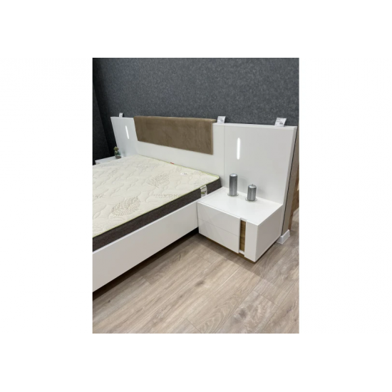 Тумбы прикроватные с подсветкой Арко/Arco с 4 ящиками 2S/60 Белый глянец/дуб грандсон Ш60xВ102 см. 6