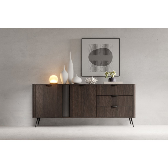 Комод Веріс / Veris 2D3S/195 2-дверний з 3 шухлядами Дуб дунін/чорний 8