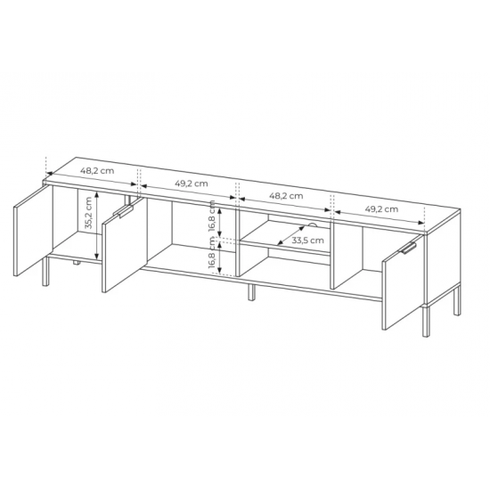 Тумба під телевізор Ларс / Lars 3-дверна 3D/203 Антрацит Ш203xВ54 см. 4