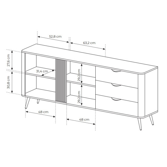 Комод Веріс / Veris 2D3S/195 2-дверний з 3 шухлядами Дуб дунін/чорний 4