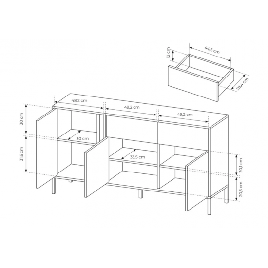 Комод Даст/Dast 3-дверный с 2 ящиками 3D2S/153 Бежевый Ш153xВ82 см. 7