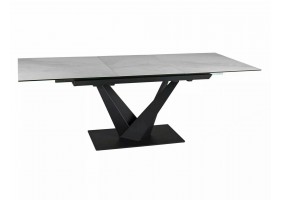 Стол обеденный раскладной SORENTO CERAMIC Белый Nature Cloud / Черный мат 160(220)X90
