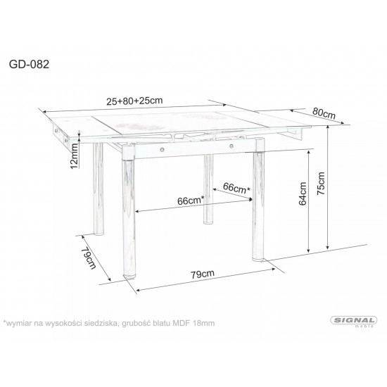 Стол обеденный раскладной GD-082 Орех Винтаж / Черный мат Диаметр 80(131)X80 GD082OVC80 2