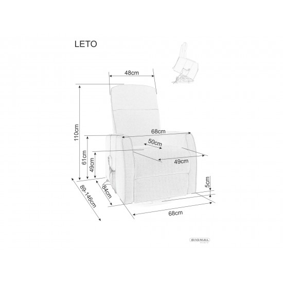 Крісло розкладне реклайнер LETO (Функція Піонізації) VELVET Чорний BLUVEL 19 LETOVC 2