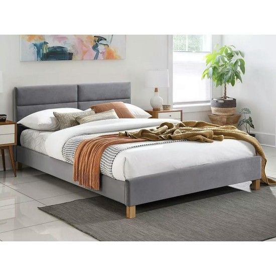 Кровать двуспальная SIERRA VELVET 140x200 Серый / Дуб TAP. 150 SIERRAV140SZD 1