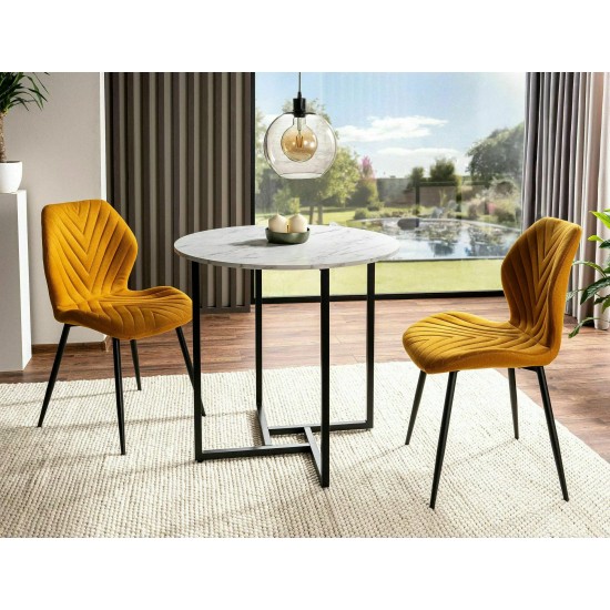 Стол обеденный ALTO II Белый Эффект Мрамора / Черный Диаметр 80 ALTOIIBMAC80 3