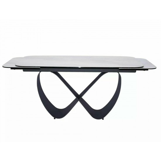 Стіл обідній розкладний INFINITY CERAMIC Білий Nature Cloud / Чорний Діаметр 160(240)X95 7