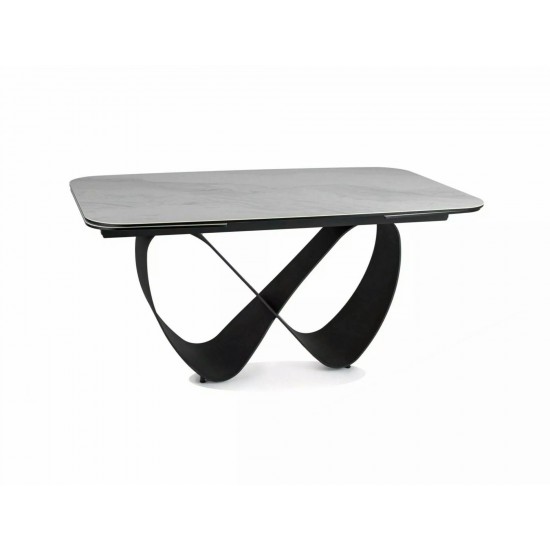Стіл обідній розкладний INFINITY CERAMIC Білий Nature Cloud / Чорний Діаметр 160(240)X95 5
