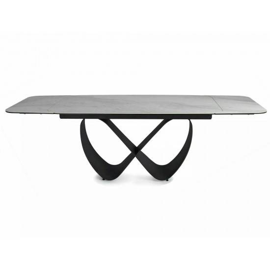Стіл обідній розкладний INFINITY CERAMIC Білий Nature Cloud / Чорний Діаметр 160(240)X95 6