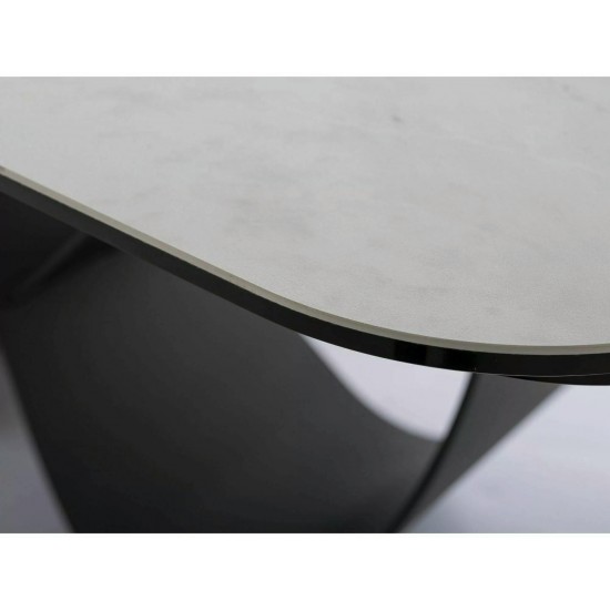 Стіл обідній розкладний INFINITY CERAMIC Білий Nature Cloud / Чорний Діаметр 160(240)X95 4