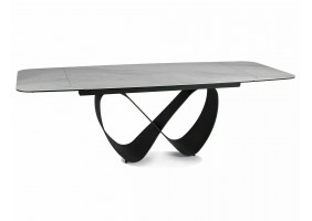 Стіл обідній розкладний INFINITY CERAMIC Білий Nature Cloud / Чорний Діаметр 160(240)X95