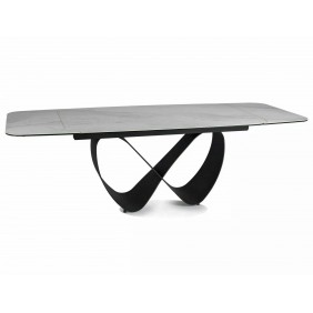 Стол обеденный раскладной INFINITY CERAMIC Белый Nature Cloud / Черный Диаметр 160(240)X95