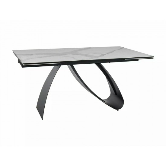 Стіл обідній розкладний DIUNA CERAMIC Білий Statuario Venato / Чорний мат (160-240)X90 DIUNABC160 6