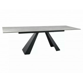 Стол обеденный раскладной SALVADORE CERAMIC Крем Diamond Cream / Черный мат (160-240)X90 SALVADOREKRC160
