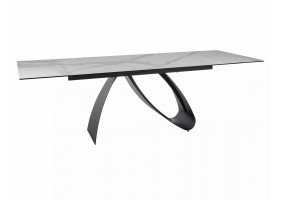 Стіл обідній розкладний DIUNA CERAMIC Білий Statuario Venato / Чорний мат (160-240)X90 DIUNABC160