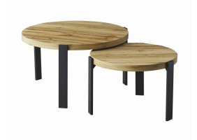 Журнальний столик POLO Дуб Артизан / Чорний Діаметр 80, Діаметр 60 (Комплект) POLODAC