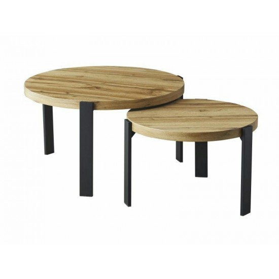 Журнальний столик POLO Дуб Артизан / Чорний Діаметр 80, Діаметр 60 (Комплект) POLODAC 1