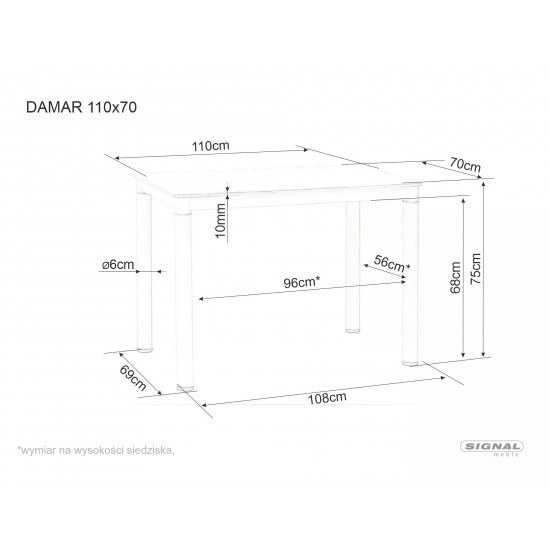Стол обеденный DAMAR Белый Эффект Мрамора / Черный мат 110X70 DAMARBC110 2