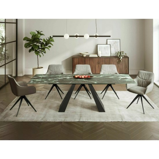 Обідній стіл розкладний SALVADORE CERAMIC Морський Verde Alpi / Чорний мат (160-240)X90 SALVADORETVC160 3