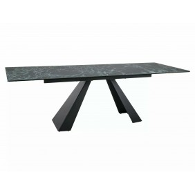 Стол обеденный раскладной SALVADORE CERAMIC Морской Verde Alpi / Черный мат (160-240)X90 SALVADORETVC160